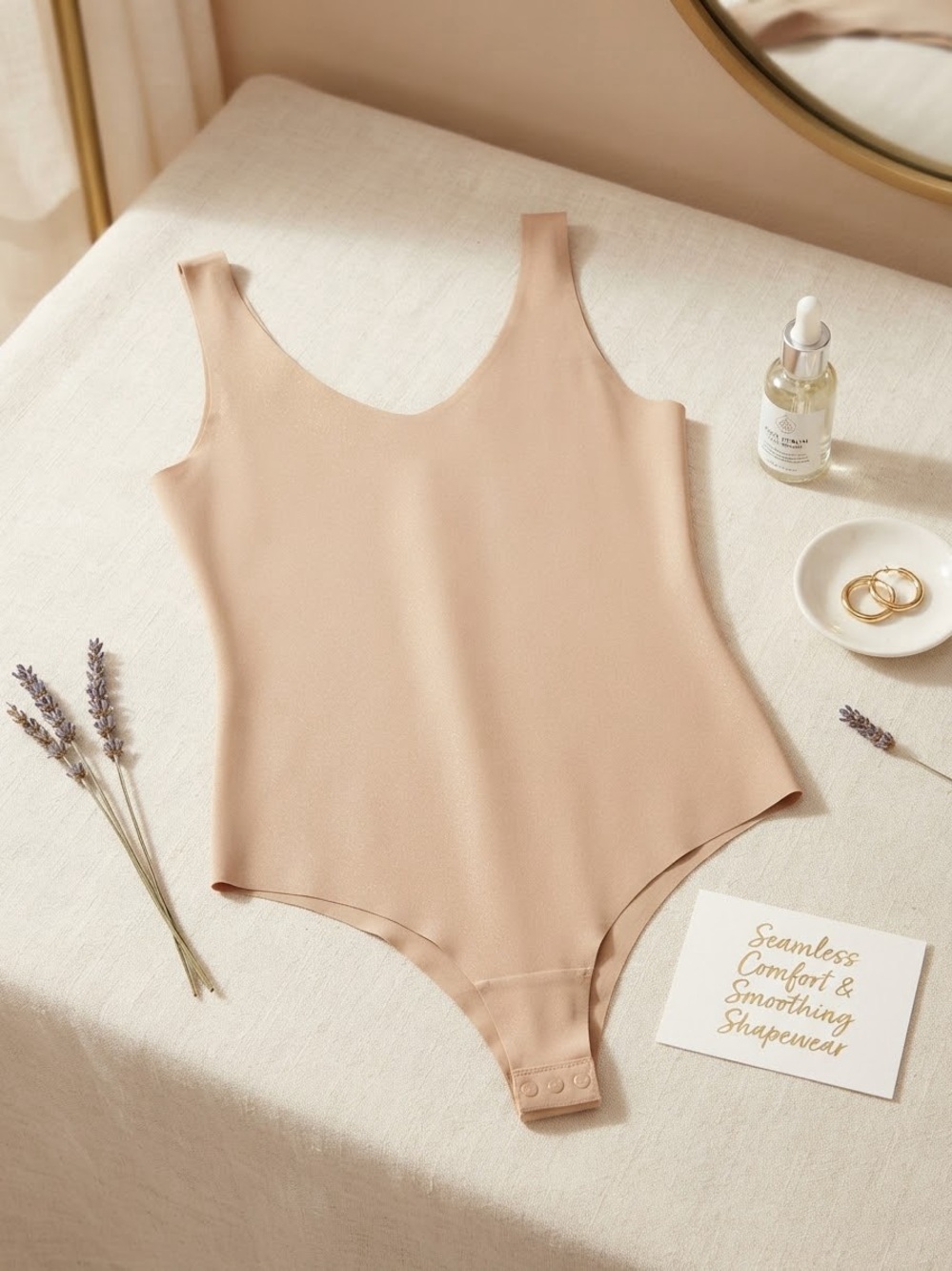 $98 Commando Butter Thong Bodysuit Size Medium Nude Tan Sleek Smoothing Layering